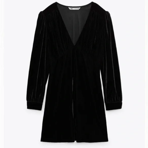 velvet black dress zara ZARA. Black dress with gathered velvet. TS  Hibuy market
